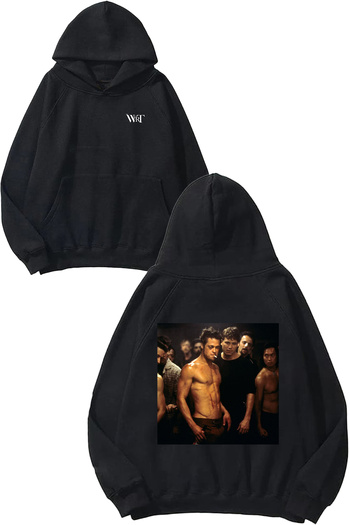 THEWERT Fight Club 11 Design Back Printed Black Hooded Sweatshirt