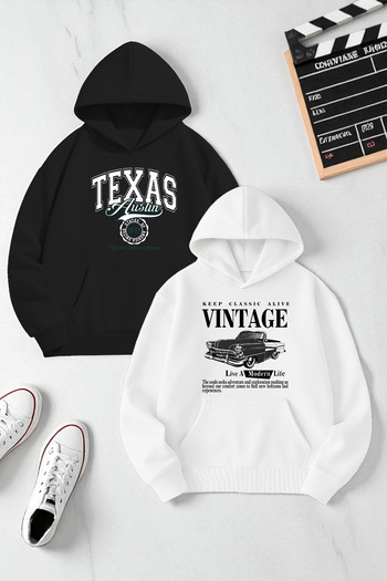 uyguntarz Unisex Design Printed Hooded Sweatshirt 2-Piece Opportunity Pack