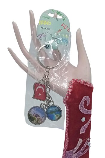 Dünyadan Hediyeler Turkey Triple Epoxy Metal Double Sided Drop Keychain Turkey