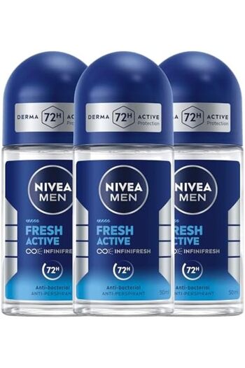 NIVEA Men Fresh Active Roll-On Deodorant 48 Hours Protection Refreshing Scent Citrus 3 x 50 ml