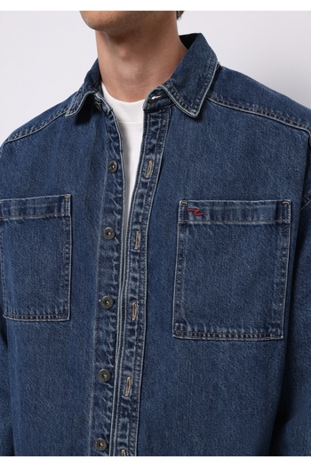 Colin's Oversize Fit Erkek Mavi Shacket