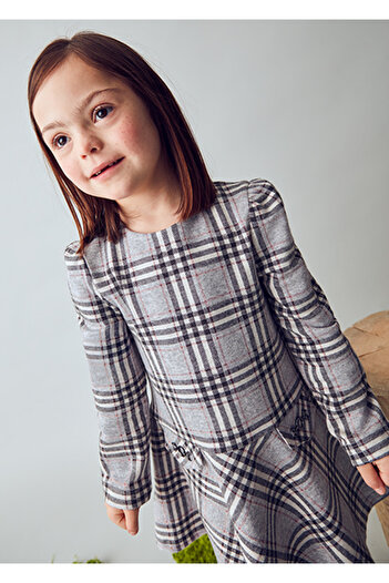 MAYORAL Gray Girl's Plaid Dress 4921