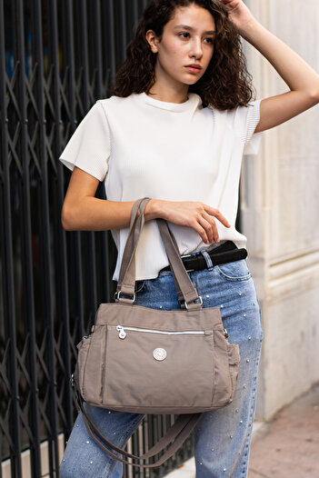 YOGII Lasen Model Women's 5-Eye Waterproof Satin Fabric Adjustable Cross Strap Hand and Shoulder Bag