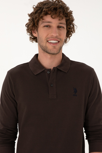 U.S. Polo Assn. Men's Regular Fit Polo Neck Dark Brown Basic Sweatshirt 50307757-Vr084