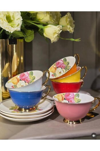 Onedekor Set of 6 Rosaril Porcelain Coffee Cups 90Cc