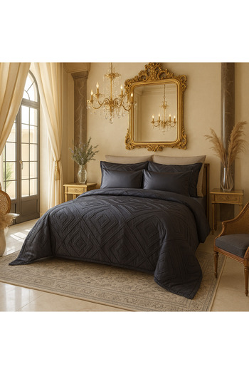 Evimcim Double Premium Pike Set Cream Patterned 240X260 + 2 Pillowcases