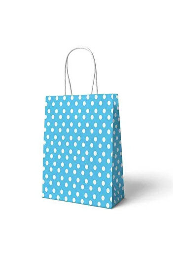 Home Blue Polka Dot Gift Small Size Paper Bag 18X24X8Cm Box 1000 Pieces