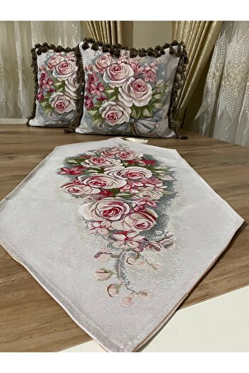MYHOMEGOBLEN Tapestry Tassel Runner and Cushion Cover Set