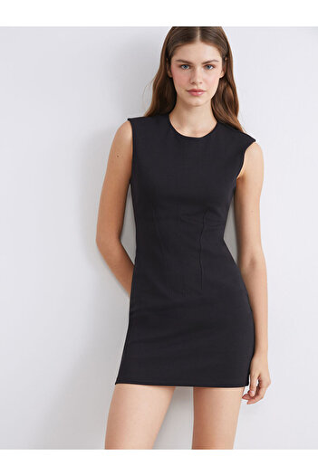LC Waikiki Black Crew Neck Mini Dress