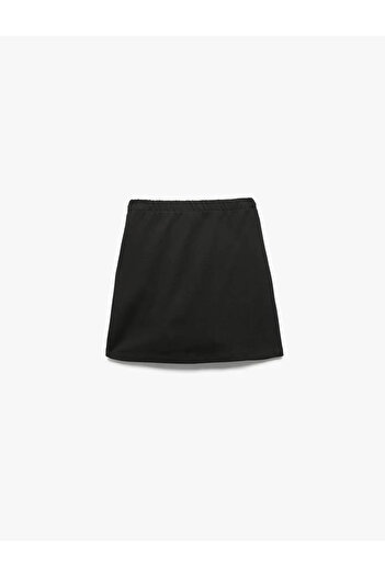 Koton Metal Belt Detailed Pleated Black Girl's Skirt 6Wkg70012Ak