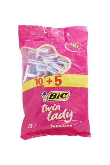 Bic Twin Lady Sensitive Disposable Razor, 15 Piece Multicolor