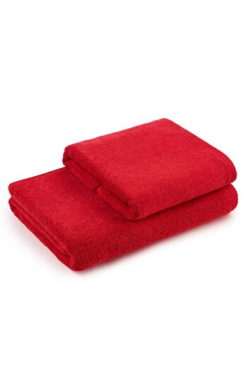 H Hotel Supplier Set of 2 Hotel Supplier towels, 50x90 cm, 70x140 cm, 100% cotton, 600 GSM, Red