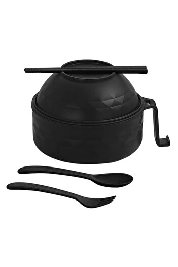 Choice Black Microwave Ramen Bowl Cooker Set Wheat Straw Instant Noodles Bowl Handles,Ramen Noodle Cooker w