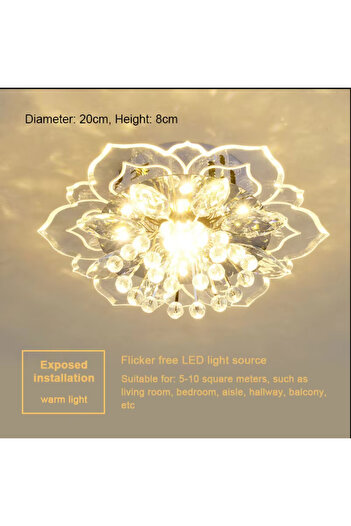 Choice Yellow Exposed LED Crystal Ceiling Light Modern Flower Shape Ceiling Lamp Hallway Living Room Lamp B