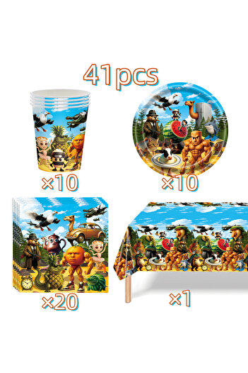 Miniso other 41pcs Italian Brainrot Birthday Party Decoration Tung Tung Sahur Tralalelo Tralala Tableware B