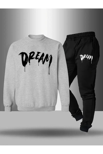 CROPSEL Children's Printed Crew Neck Sweatshirt and Sweatpants Set 3 Thread Raster for Autumn/Winter