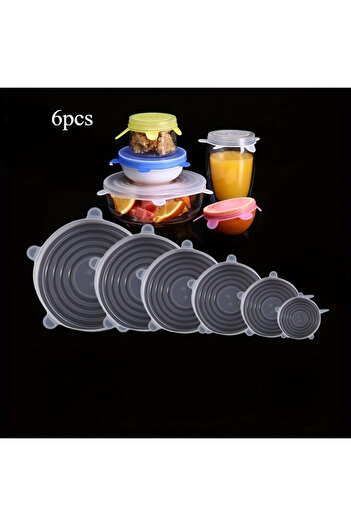 Choice WHITE 6pcs Silicone Bowl Lids, Flexible Sealed, Elastic Food Storage Covers, Reusable, Dishwasher &