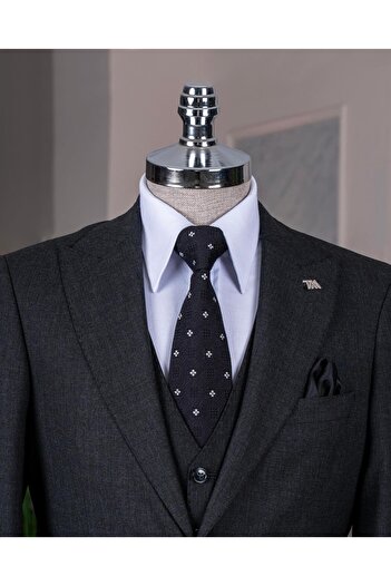 TerziAdemAltun Italian Style Slim Fit Jacket Vest Trousers Suit Anthracite T14314