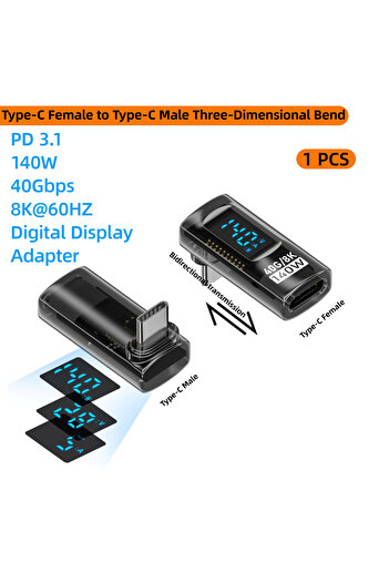 Choice CG-CM LT SX TM 90 Degree USB C Adapter Right Angle U Shape Type C Adapter 40Gbps Data Transfer PD 14