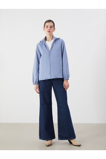 LC Waikiki Blue Hooded Women's Raincoat