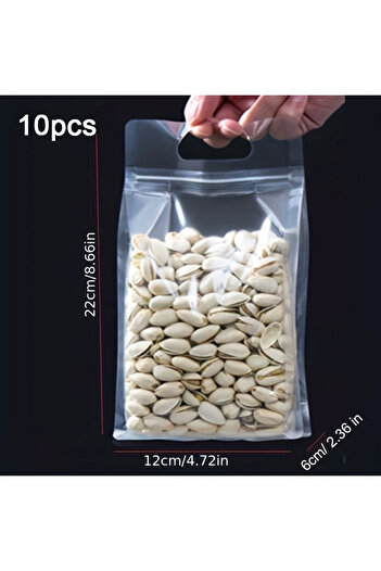 Choice 12x22-10pcs 10/20pcs/Set Clear Plastic Zip Lock Handle Bag Food Nuts Candy Snack Packaging Pouches R