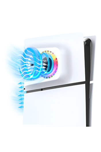 Choice WHITE IPEGA PS5 SLIM Temperature Controlled Cooling Fan With Cooler + USB, HUB with RGB Lights PG-P5