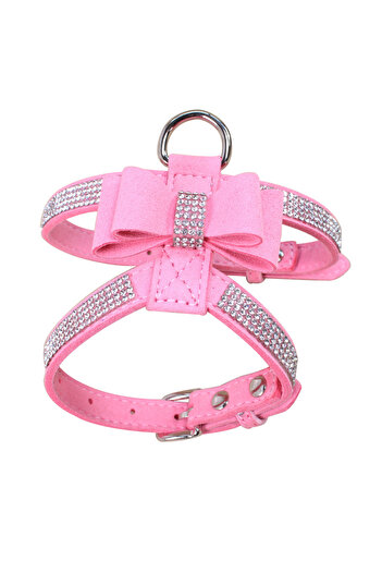 Choice S Pink Shiny Rhinestone Bowknot Pet Chest Strap Small and Medium-sized Dog Chest Strap Anti-break Fr