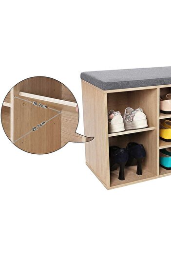 Homelux Pantofar tip taburet cu 10 compartimente, 104x30x48 cm, culoare stejar, pal