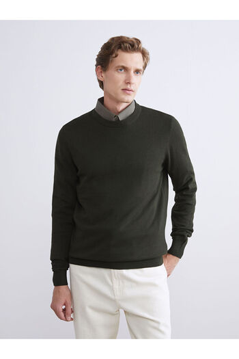 LC Waikiki Green Crew Neck Men's Knitwear Sweater