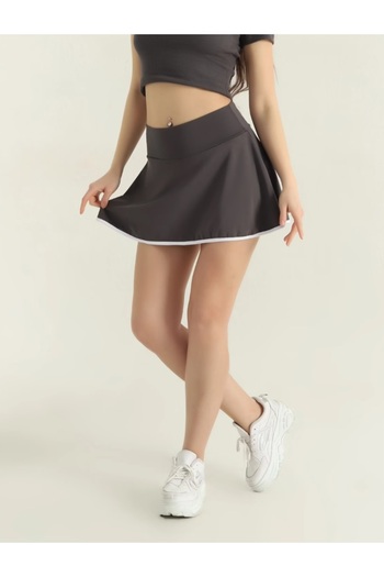 MAROVOAY Mini Flared Skirt with White Piping at the Hem