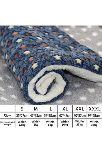 Choice Square L-57x38cm Blue star Cat Mat Flannel Cat Sleeping Mat Thickened Dog Cushion for Small Dog Wint