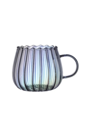 Choice1 400ML Colorful 400ml High Borosilicate Glass Coffee Cups Creative Striped Mug Breakfast Milk Glass W