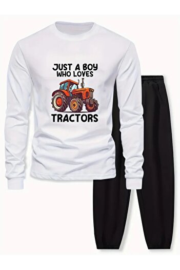 SVART WEAR Children's Printed Crew Neck Sweatshirt and Sweatpants Set 3 Thread Raster for Autumn/Winter