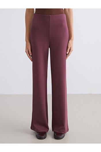 LC Waikiki Burgundy Elastic Waist Women's Trousers