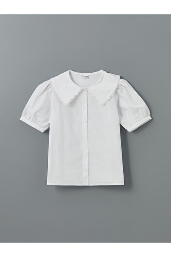 LC Waikiki Regular Fit Poplin Window Embroidered Girls' Shirt