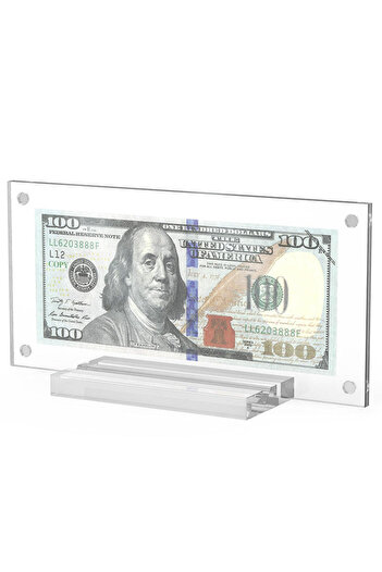 Choice 2 grids Sturdy Clear Acrylic Dollar Bill Commemorative Coin Picture Frame Holder with Base for Home