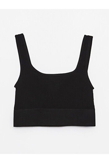 LC Waikiki Black U-Neck Seamless Women's Sports Bustier