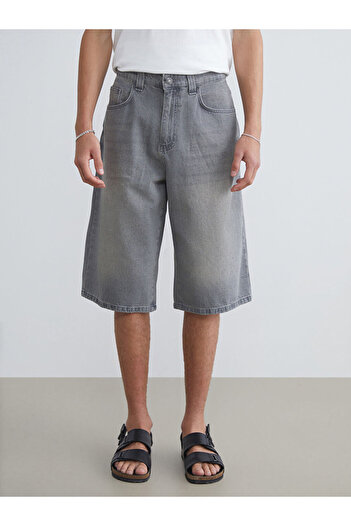 LC Waikiki Gray Comfortable Fit Men's Jean Shorts