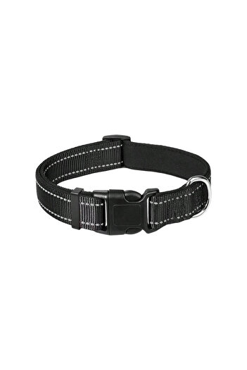 Choice M Black Collar Reflective Dog Collar Soft Padded Breathable Safety Stripes Adjustable Cute Puppy Pet
