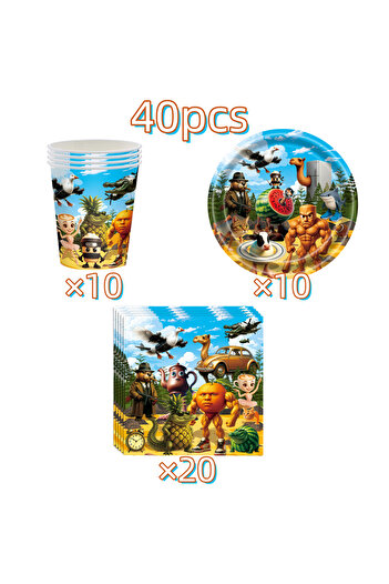 Miniso other 40pcs Italian Brainrot Birthday Party Decoration Tung Tung Sahur Tralalelo Tralala Tableware B