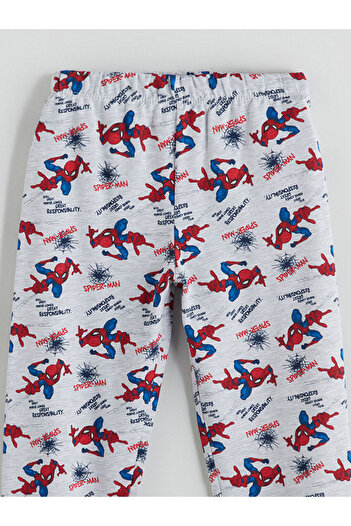 LC Waikiki Gray Printed Boys' Pajama Bottoms with Elastic Waist