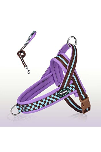 Choice L purple HP571-Plaid style pet dog sports harness, cool in summer without being stuffy, quick releas
