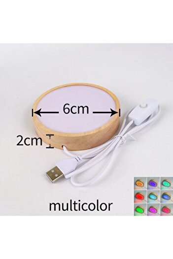 Choice multicolor-6cm 1pc 1-4Pcs Crystal Glass Wooden LED Light Display Base Art Ornament Wooden Night Lamp
