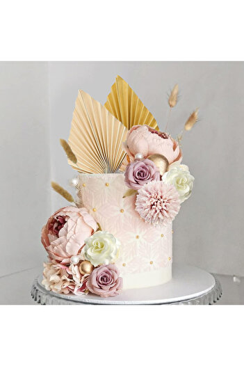 Choice 32pcs 32 PCS Boho Cake Topper Flower Palm Leaves Cake Decorations for Wedding Baby Shower Birthday P