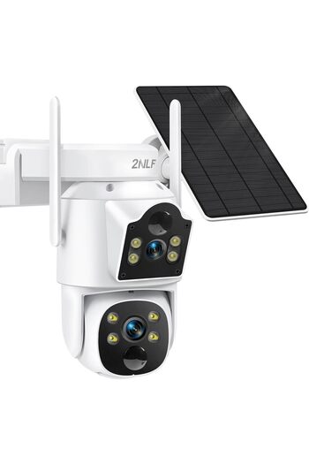 Generic 2NLF Security Camera Outdoor Wireless Solar with Dual Lens, 6MP WiFi Security Camera