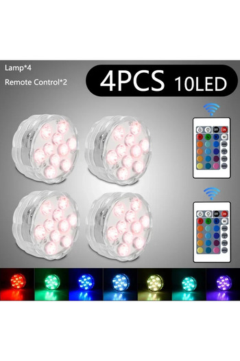 Choice 4 Lamp 2 Remote 10Leds Underwater Lights 16 RGB Color Changing Submersible Light with Remote Control
