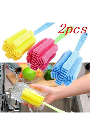 Choice 2pcs random 2 Pcs Kitchen Cleaning Tool Sponge Brush for Wineglass Bottle Coffe Tea Glass Cup Color