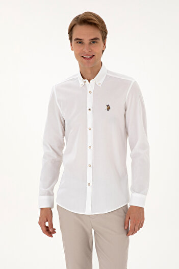 U.S. Polo Assn. Men's White Long Sleeve Basic Shirt 50307677-Vr013