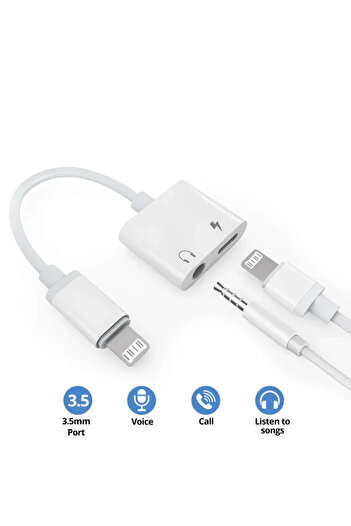 Choice iPhone 3.5mm 2-in-1 Lighting Audio OTG Adapter For iPhone 14 13 12 Pro Max Aux Jack Headphone 3.5 m