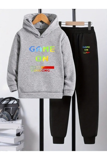 SVART WEAR Children's Printed Hooded Sweatshirt and Sweatpants Set 3 Thread Raster for Autumn/Winter